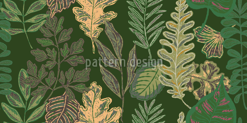 Follaje otoñal estilizado Estampado Vectorial Sin Costura