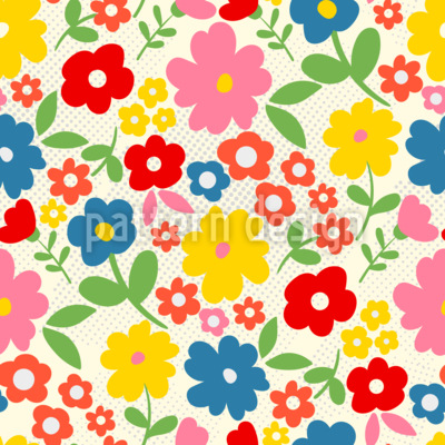 Flores infantiles alegres Estampado Vectorial Sin Costura