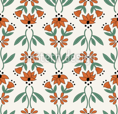 Flor popular tradicional Estampado Vectorial Sin Costura