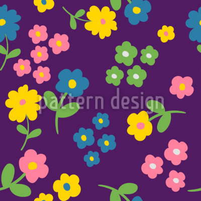 Ilustración floral alegre Estampado Vectorial Sin Costura
