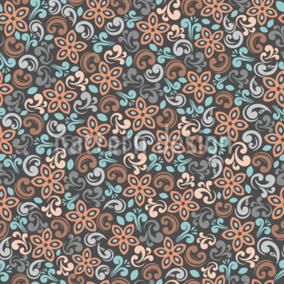 Dança de flores estilizadas Design de padrão vetorial sem costura