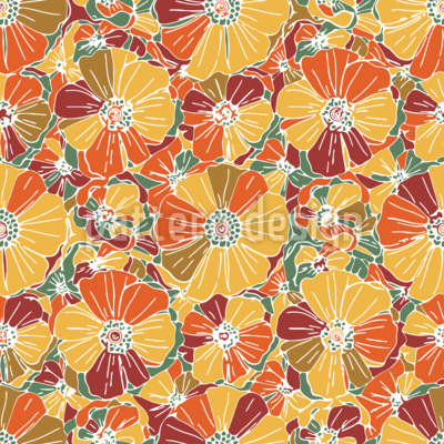 Flor abarrotada Estampado Vectorial Sin Costura