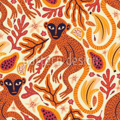 Mono de la selva Estampado Vectorial Sin Costura
