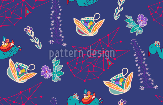 Fiesta del té en el océano Estampado Vectorial Sin Costura