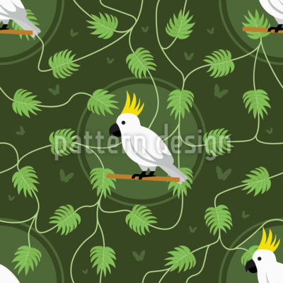 Guacamayos y mariposas Estampado Vectorial Sin Costura