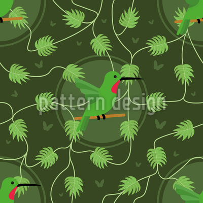 Colibríes y mariposas Estampado Vectorial Sin Costura