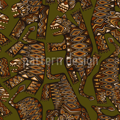 Tribu Tiger Retro Estampado Vectorial Sin Costura