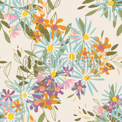 Racimo de praderas florales Estampado Vectorial Sin Costura