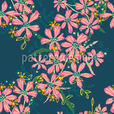 Flores tropicales dispersas Estampado Vectorial Sin Costura
