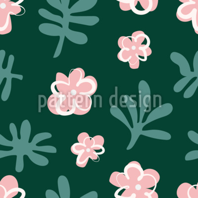 Flores e folhas macias Design de padrão vetorial sem costura