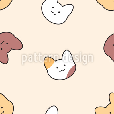 Lindas caras de gatito Estampado Vectorial Sin Costura