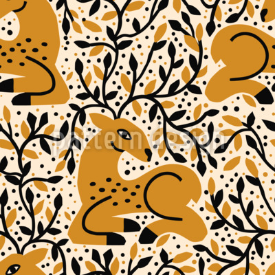 Folk Waldhirsch Nahtloses Vektormuster