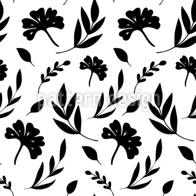 Einfarbige florale Silhouetten Nahtloses Vektormuster