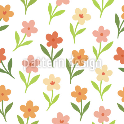 Flores simples de pradera Estampado Vectorial Sin Costura