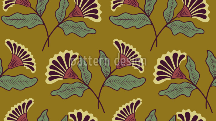Flores retro de estilo Art Nouveau Estampado Vectorial Sin Costura