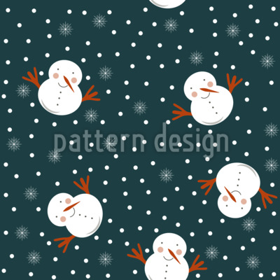 Snowy Snowmen Seamless Vector Pattern Design