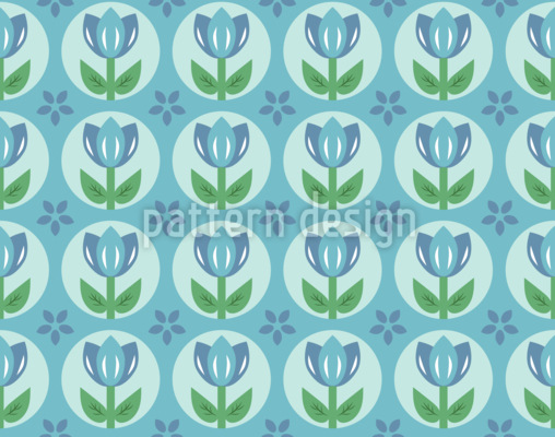 Sym&eacute;trie r&eacute;tro des tulipes scandinaves Motif Vectoriel Sans Couture