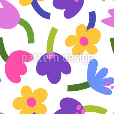 Flores atrevidas Estampado Vectorial Sin Costura