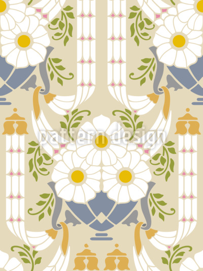 Margaritas en candelabros Estampado Vectorial Sin Costura