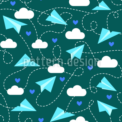 Des avions en papier qui envoient de l'amour Motif Vectoriel Sans Couture
