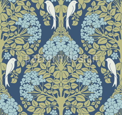 &Aacute;rvores de flores Design de padr&atilde;o vetorial sem costura