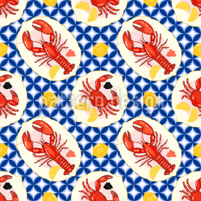 씨푸드 파티 원활한 벡터 패턴 디자인