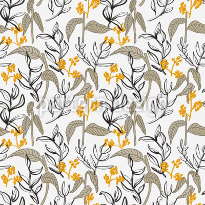 Dried Flowers And Twigs Seamless Vector Pattern Design