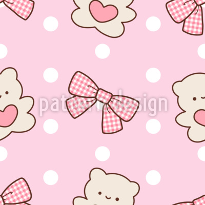 Colgante con forma de oso polka Estampado Vectorial Sin Costura