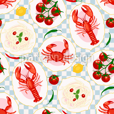 Cena junto al mar Estampado Vectorial Sin Costura