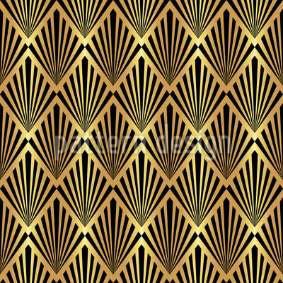 Ventilateurs Art D&eacute;co m&eacute;talliques Motif Vectoriel Sans Couture