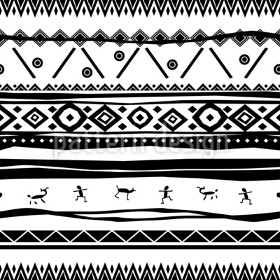 Arte tribal en blanco y negro Estampado Vectorial Sin Costura