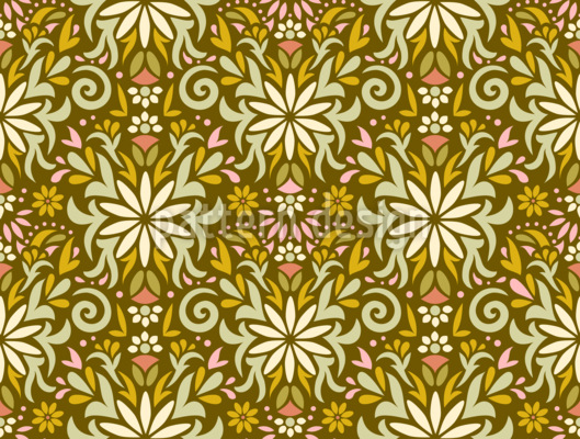 Damasco oriental floral Estampado Vectorial Sin Costura