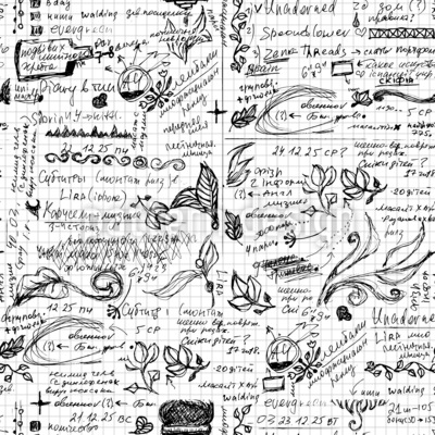 手書きテキストと落書き シームレスなベクトルパターン設計