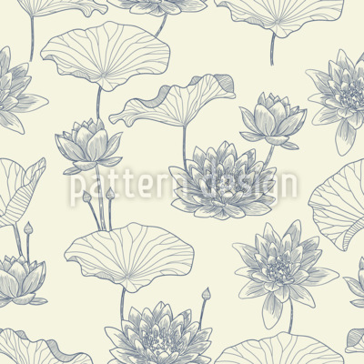 Floral de loto vintage Estampado Vectorial Sin Costura