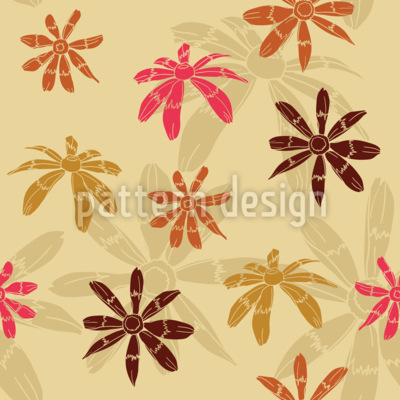 Herbstliche Echinacea im Vintage-Stil Nahtloses Vektormuster