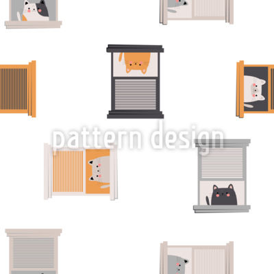 Gatos vigilantes Estampado Vectorial Sin Costura