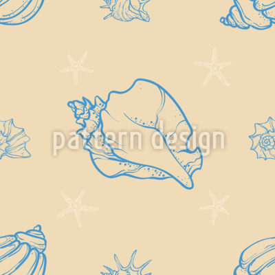 Line Art Muscheln Nahtloses Vektormuster