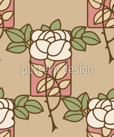 Tek G&uuml;l Dikişsiz Vekt&ouml;r Desen Tasarımı