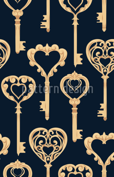 Keys To The Heart Seamless Vector Pattern Design