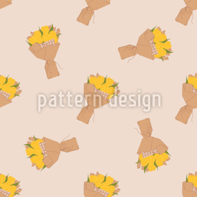 Ramos de tulipanes envueltos Estampado Vectorial Sin Costura