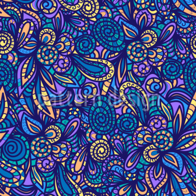 S&auml;hk&ouml;inen Midnight Paisley Saumaton vektorikuvion suunnittelu