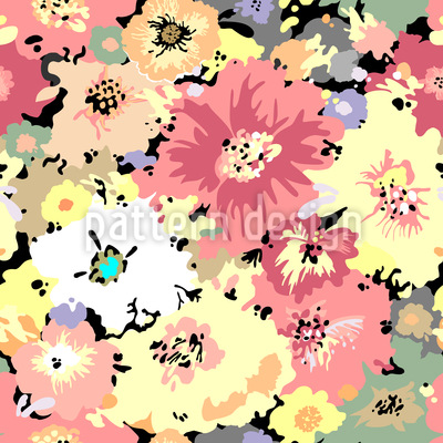 Flor vibrante Estampado Vectorial Sin Costura