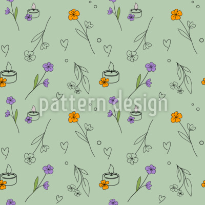 Flores con velas Estampado Vectorial Sin Costura