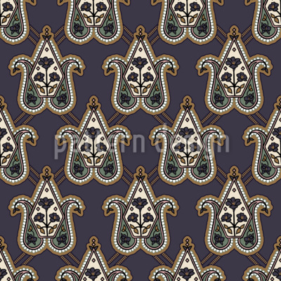 Floral de damasco ornamental &eacute;tnico Design de padr&atilde;o vetorial sem costura