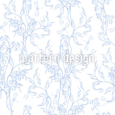 Fleurs et libellule Motif Vectoriel Sans Couture