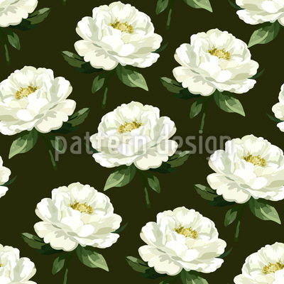 Elegant Peony Flower Seamless Vector Pattern Design