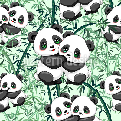 Parejas de pandas Estampado Vectorial Sin Costura