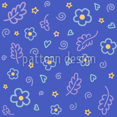 Garabatear flores y garabatos Estampado Vectorial Sin Costura