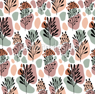 Siluetas de plantas modernas Estampado Vectorial Sin Costura