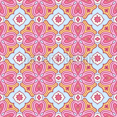 Romantische Blumenfliese in Herzform Nahtloses Vektormuster